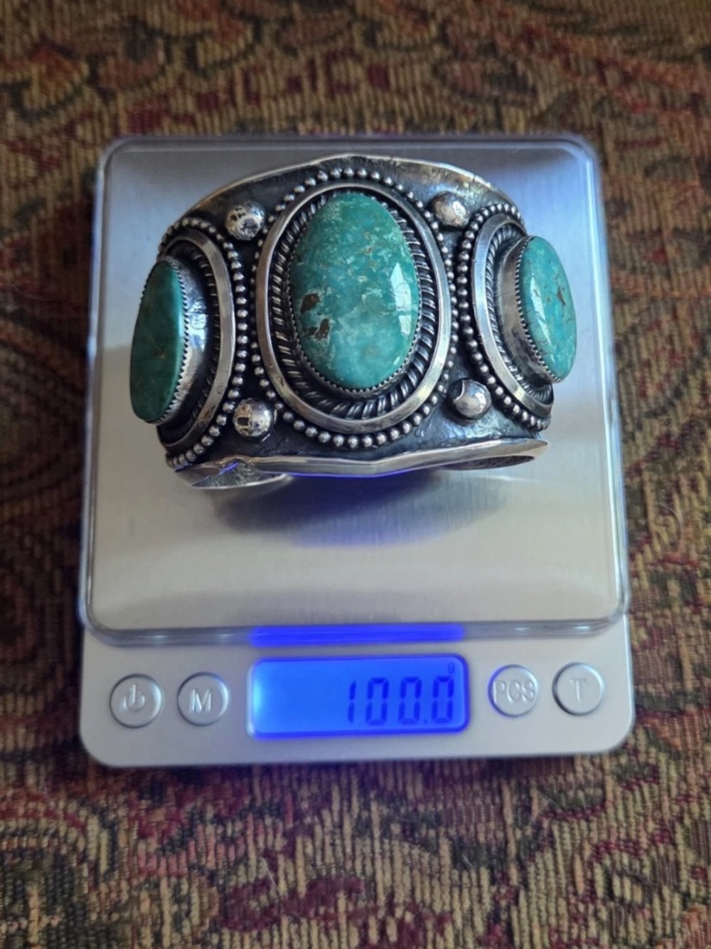 Navajo ✨ Glenn Livingston Turquoise Statement Cuff Bracelet - Picture 9 of 9